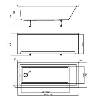 Акриловая ванна Azario EMILIA AV.0011250 150х70 прямоугольная